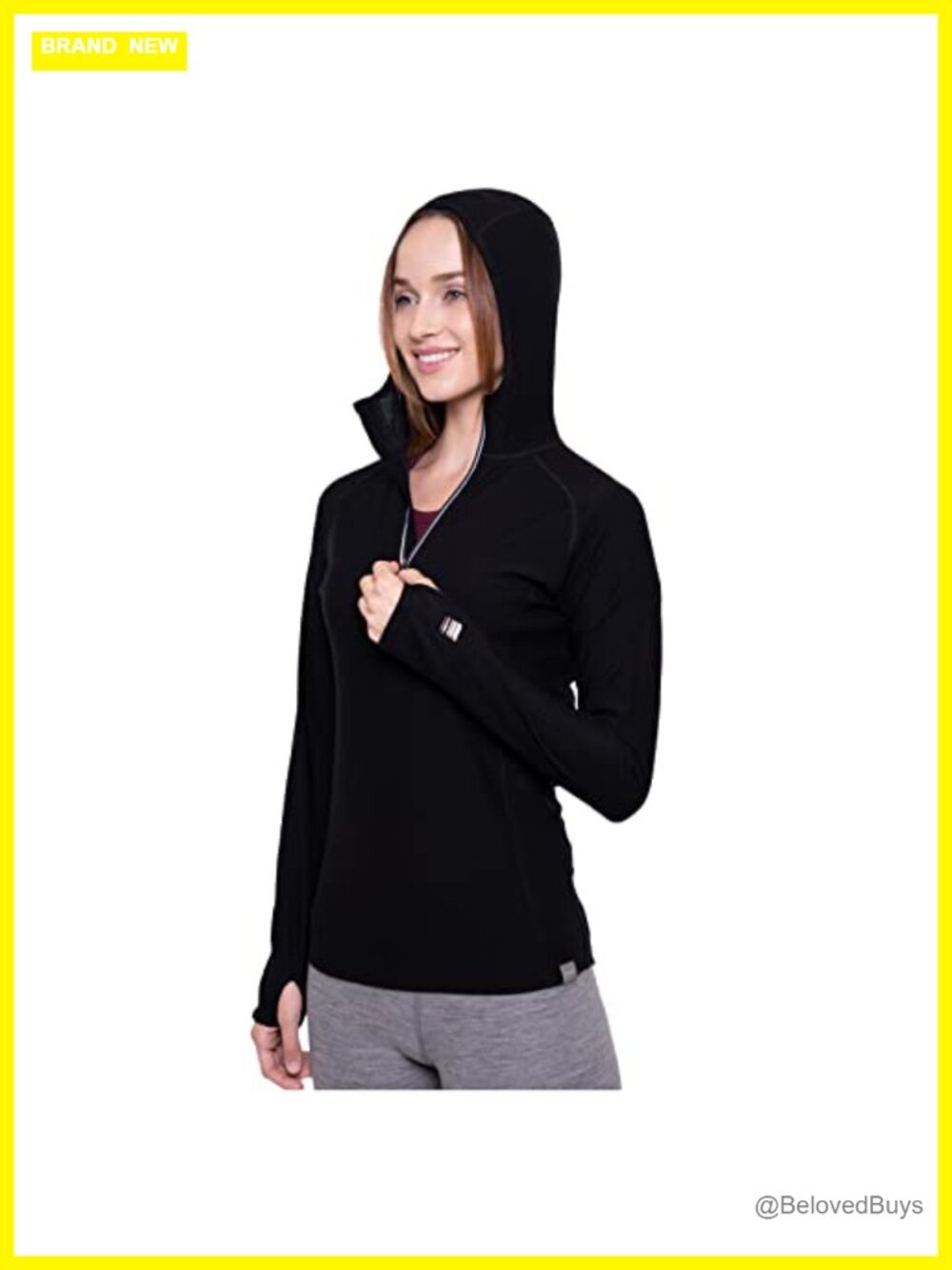 Merino Wool Base Layer Hoodie Lightweight Long Sleeve Thermal